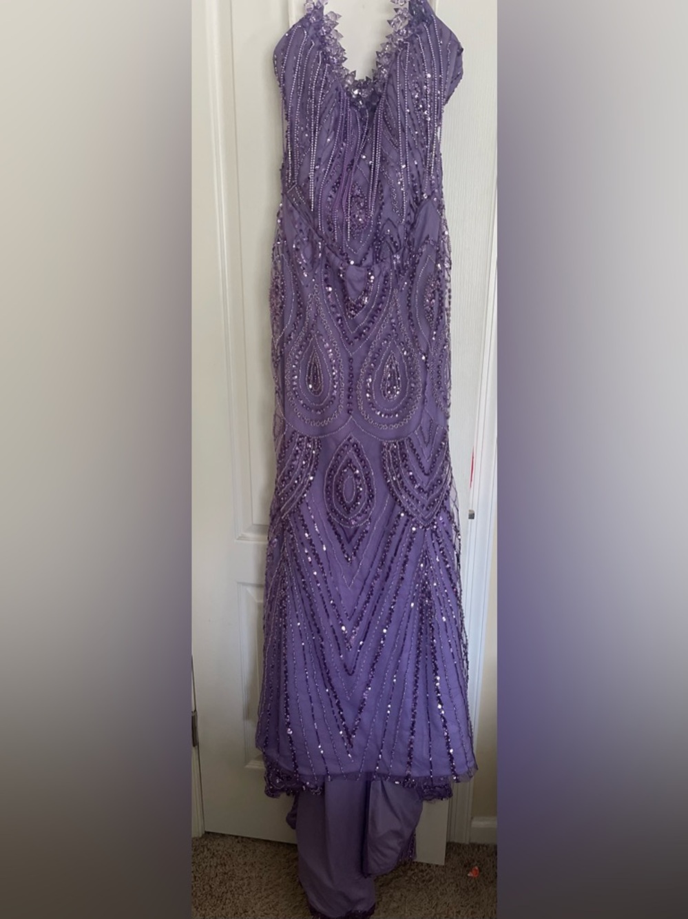 NEW Purple Beaded Corset Prom Dress - Picture 4 of 12